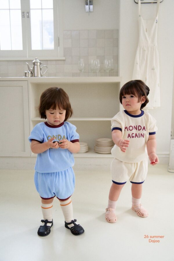 26SS 韓國童裝 鬆餅格紋包邊撞色套裝