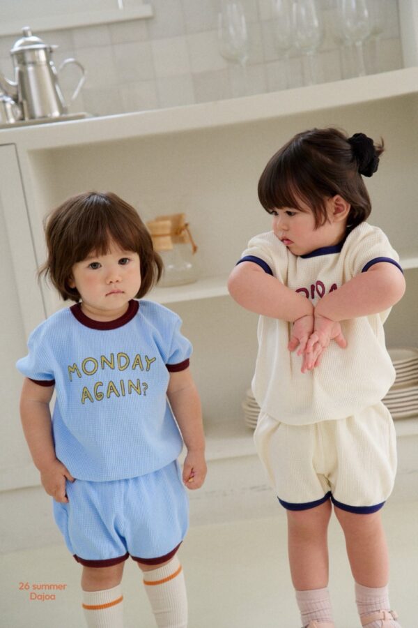 26SS 韓國童裝 鬆餅格紋包邊撞色套裝