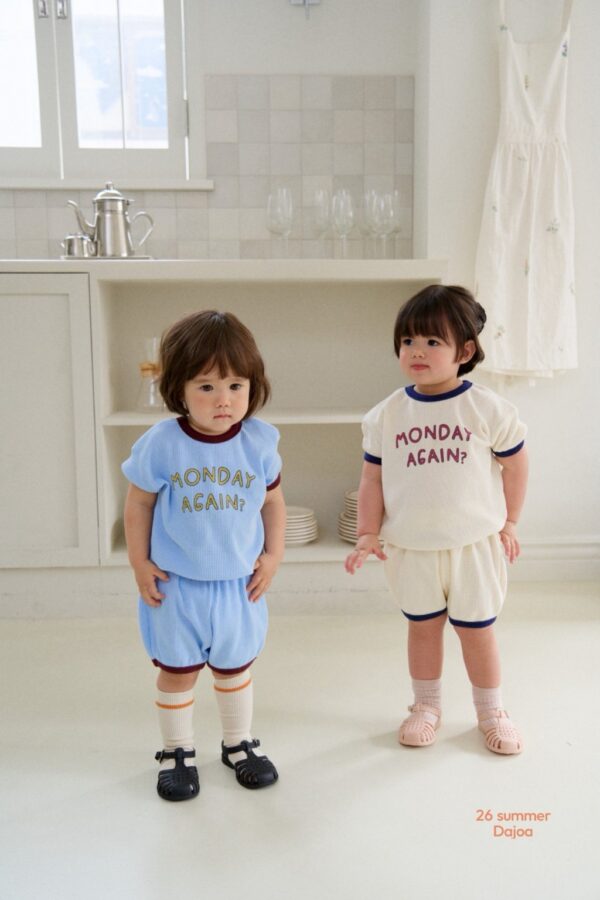 26SS 韓國童裝 鬆餅格紋包邊撞色套裝