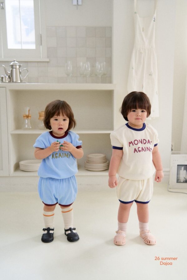 26SS 韓國童裝 鬆餅格紋包邊撞色套裝