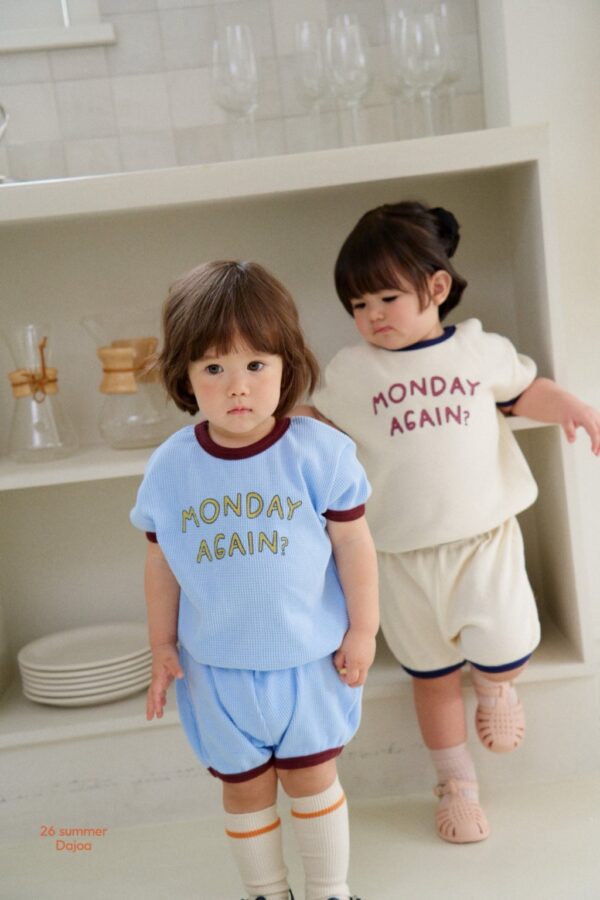 26SS 韓國童裝 鬆餅格紋包邊撞色套裝