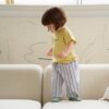 26SS 韓國童裝 ONLY AMOR短袖上衣直條紋長寬褲套裝