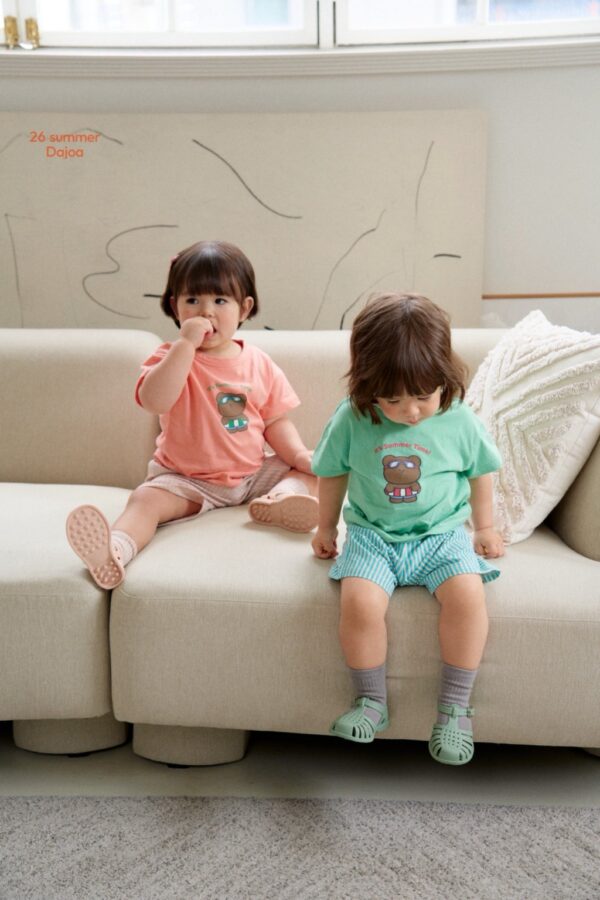 26SS 韓國童裝 泳圈小熊直紋短褲套裝