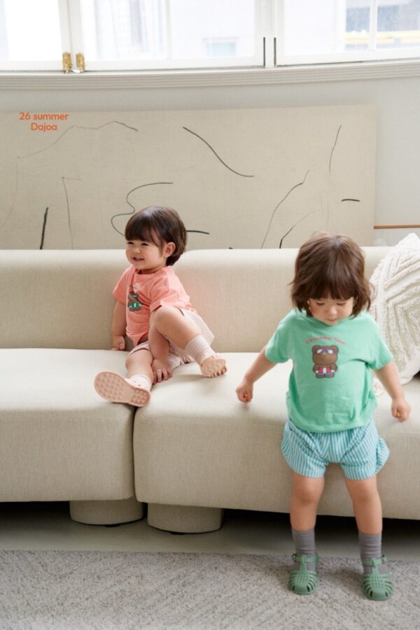 26SS 韓國童裝 泳圈小熊直紋短褲套裝