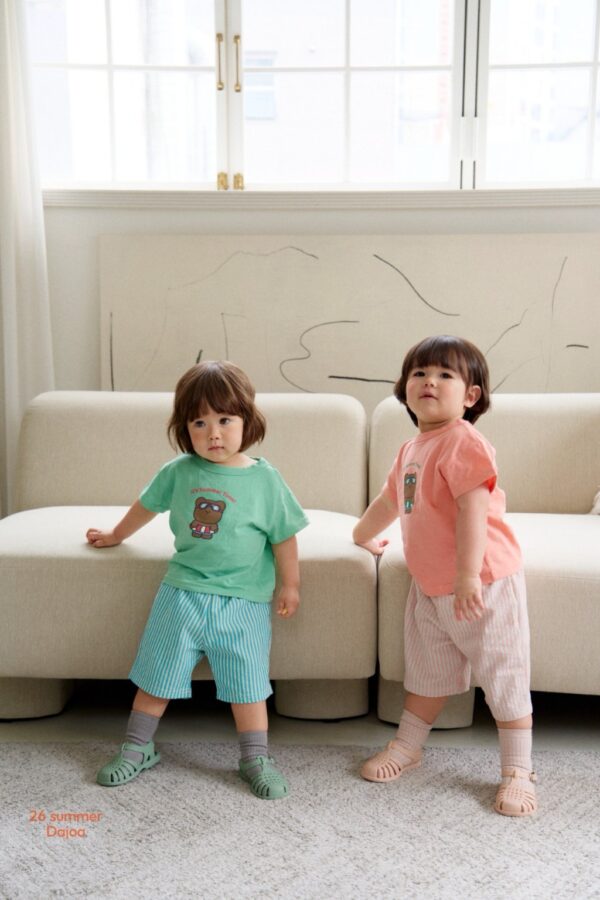 26SS 韓國童裝 泳圈小熊直紋短褲套裝