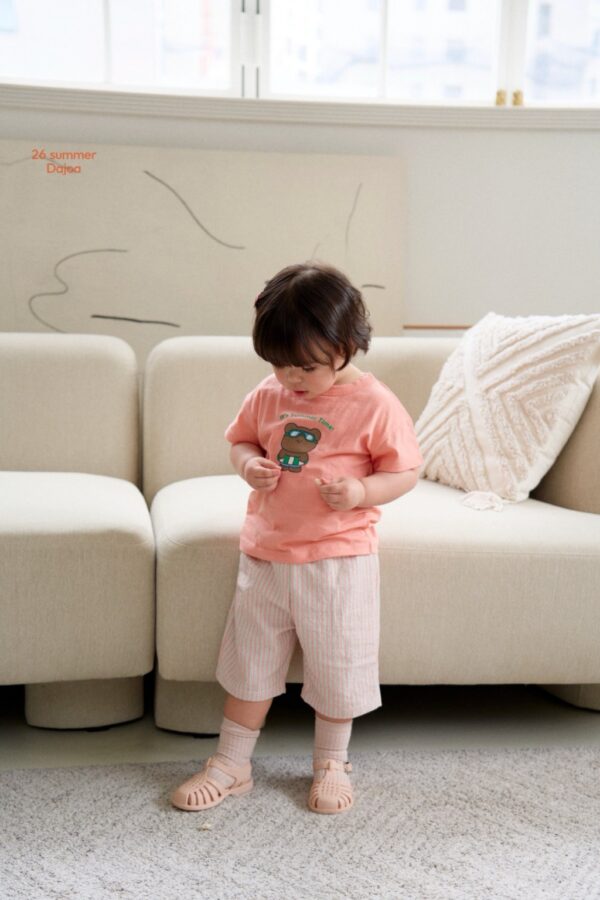 26SS 韓國童裝 泳圈小熊直紋短褲套裝