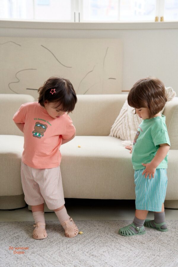 26SS 韓國童裝 泳圈小熊直紋短褲套裝