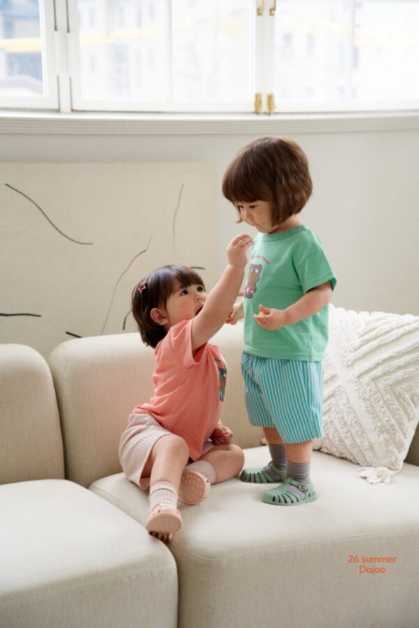 26SS 韓國童裝 泳圈小熊直紋短褲套裝