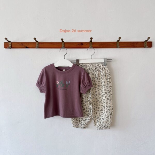 26SS 韓國童裝 三朵小花上衣碎花長褲套裝