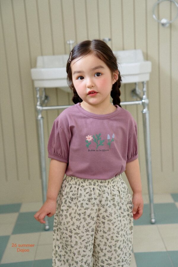 26SS 韓國童裝 三朵小花上衣碎花長褲套裝