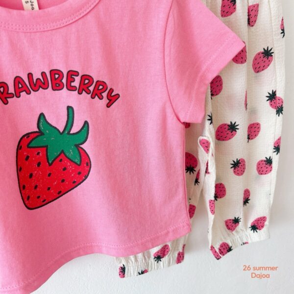 26SS 韓國童裝 大草莓上衣滿版草莓長褲套裝