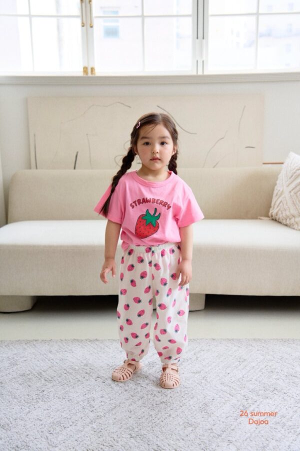 26SS 韓國童裝 大草莓上衣滿版草莓長褲套裝