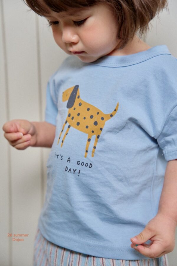 26SS 韓國童裝 小狗短袖上衣直條紋縮口長褲套裝