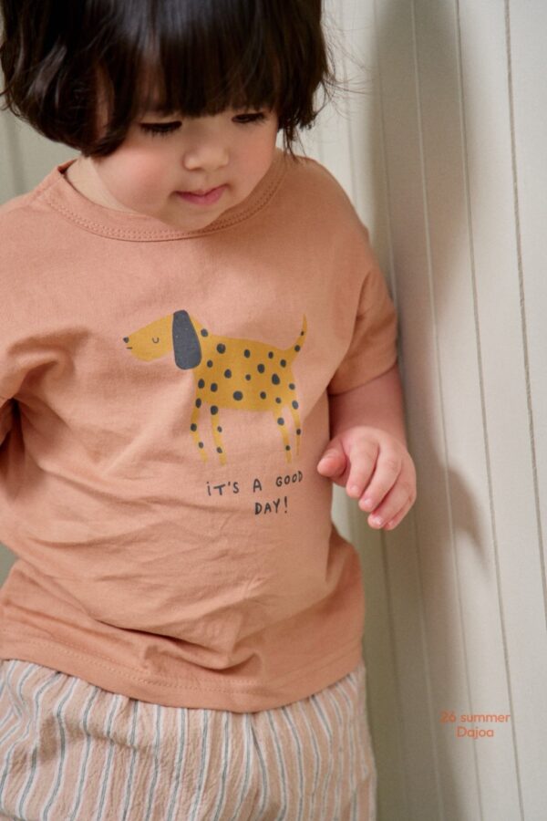 26SS 韓國童裝 小狗短袖上衣直條紋縮口長褲套裝