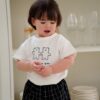 26SS 韓國童裝 線條小熊上衣格子短褲套裝