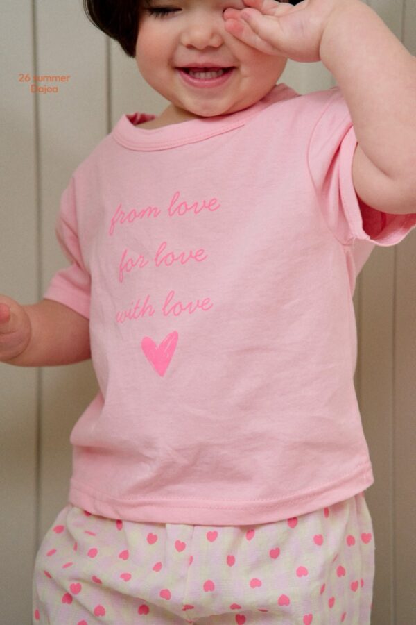 26SS 韓國童裝 甜蜜愛心上衣滿版心縮口長褲套裝