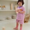 26SS 韓國童裝 橫條紋包邊領套裝