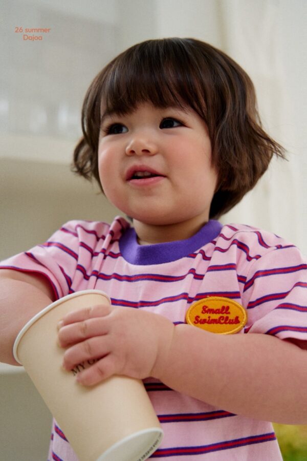 26SS 韓國童裝 橫條紋包邊領套裝