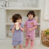26SS 韓國童裝 橫條紋包邊領套裝