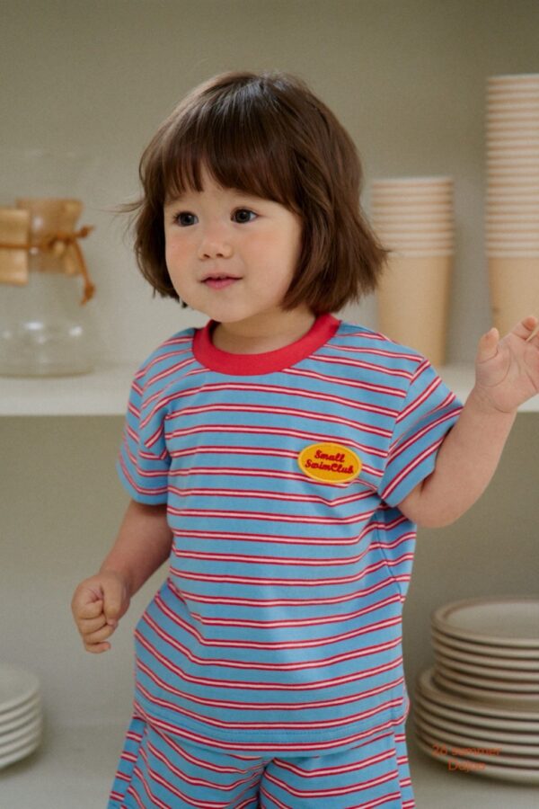 26SS 韓國童裝 橫條紋包邊領套裝