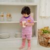 26SS 韓國童裝 橫條紋包邊領套裝